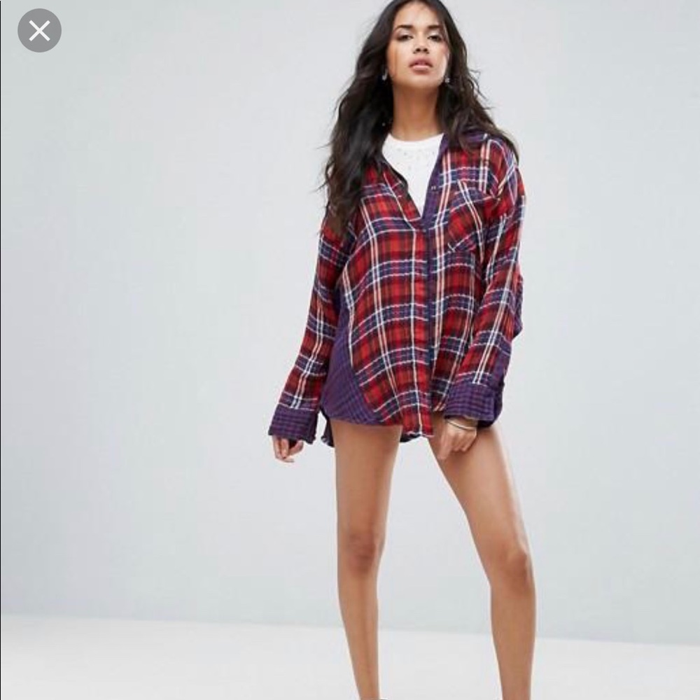 Free People Plaid Top